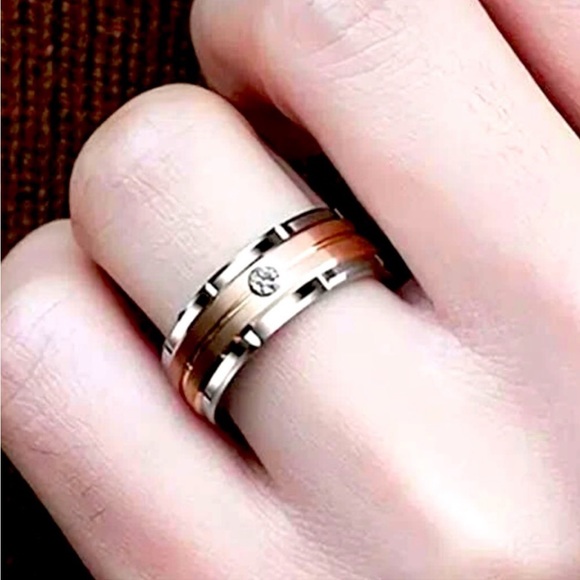 RHINESTONE STAINLESS STEEL RING - Picture 2 of 4